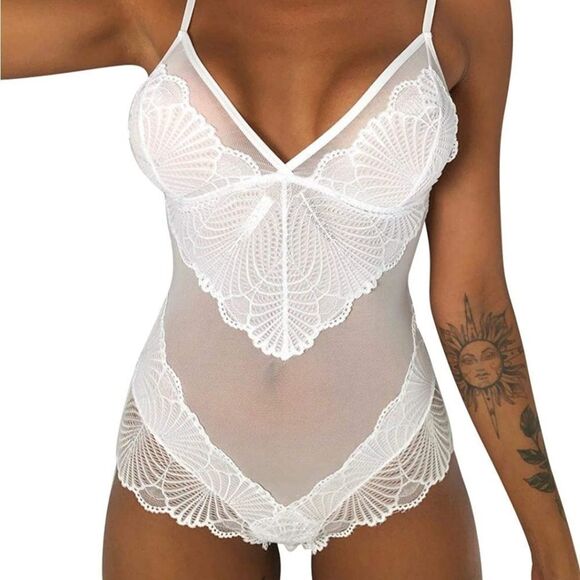 Sexy One Piece Floral Lace Mini Teddy Nightwear Bo - Picture 3 of 5